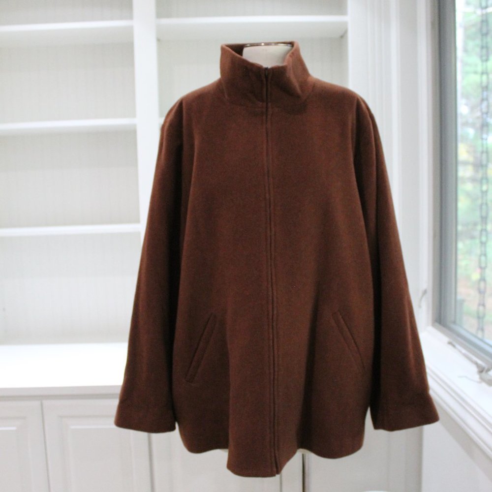 Eileen Fisher 100% wool high collar coat jacket Sz.2X